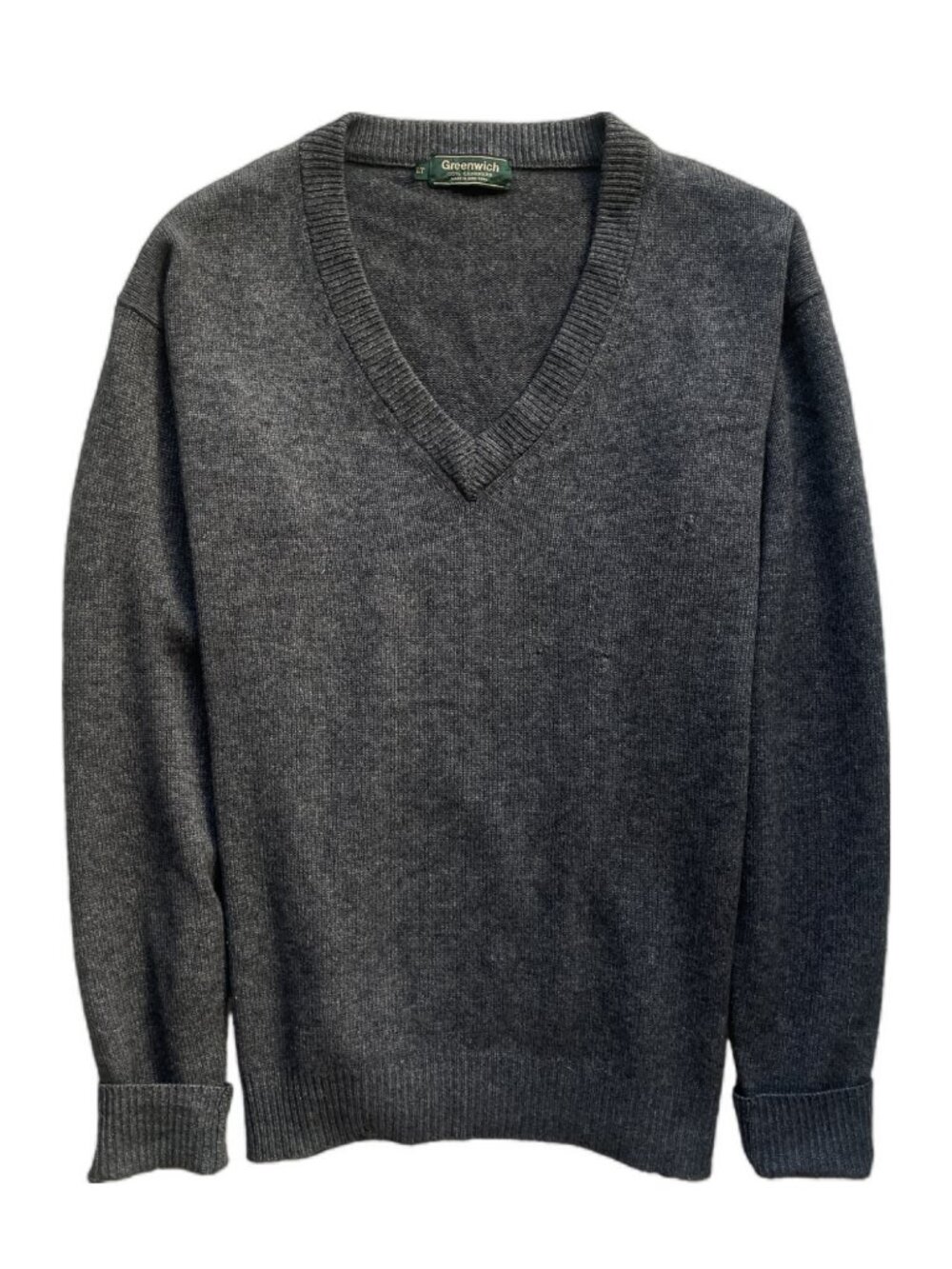 Vintage Greenwich 100% Cashmere V-Neck Sweater, Size Large Tall